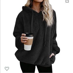 SHERPA FUZZY FLEECE OVER SIZED HOODIE SWEATSHIRT